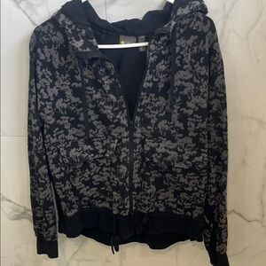 Zella Black & Gray Printed Utility Zip Hoodie Jacket